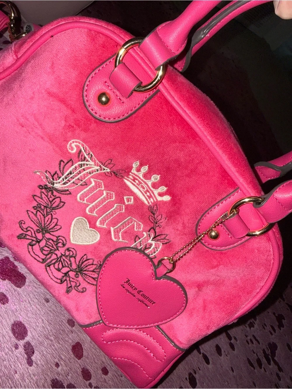 Juicy Couture Bright Pink Satchel with Heart Charm